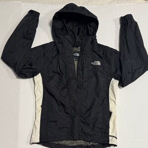 The North Face Resolve Insulated Black and Cream Hooded Rain Jacket